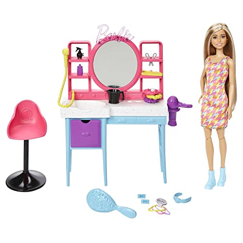Barbie Totally Hair Set de juego Muñeca con peluquería y accesorios para peinar, regalo de juguete +3 años (Mattel HKV00)
