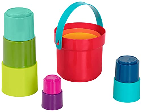Battat Vasos Apilables, Juguetes de Plástico para Apilar - Agua y Arena - Juguetes de Construcción Educativos - 18Months+, 10 Piezas