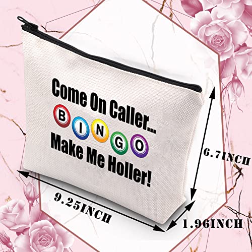 BDPWSS Divertidos regalos de bingo bolsa de cosméticos de bingo regalo para jugador de bingo Come On Caller Make Me Holler Bingo Lucky Bingo Bolsa de bingo para regalos de jugador de bingo, Hazme
