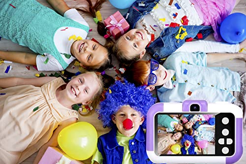 Cámara selfie para niños, regalo para niñas de 3 a 10 años, cámaras digitales para niños pequeños con video, cámaras moradas para niños de 3, 4, 5, 6, 7, 8, 9 años, con tarjeta SD de 32 GB