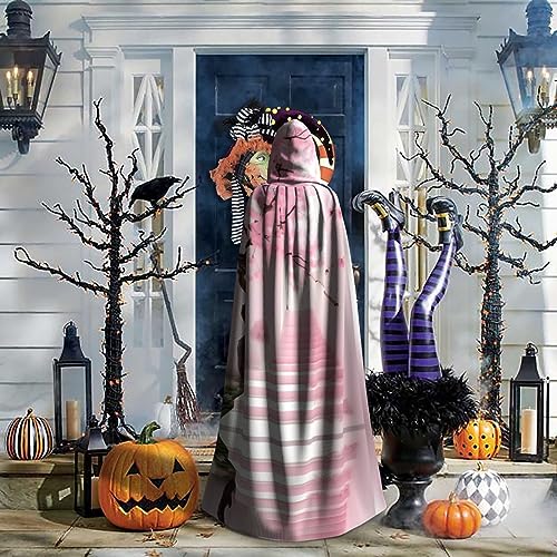 Capa con capucha para adultos con diseño de escalera de cerezo rosa, capa con capucha, disfraz de Halloween para mujeres y hombres, disfraz de fiesta de máscaras., Negro -, talla única