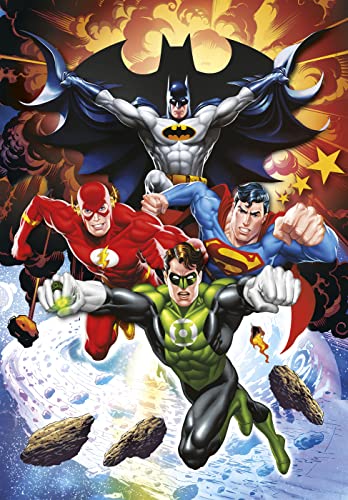 Clementoni 104pzs Does Not Apply 104 Piezas DC Comics, Puzzle Infantil Personajes superhéroes Flash, Superman, Batman, Linterna Verde, a Partir de, Multicolor, M (25723)