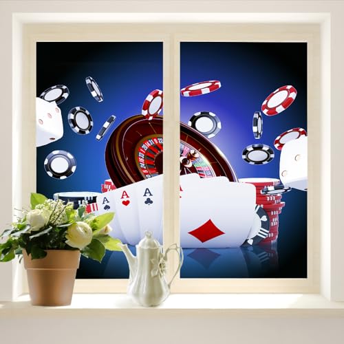 COALHO Película opaca para ventana de torneo de póquer de casino, fichas coloridas y tarjetas de póquer, reutilizable, autoadhesivas, aisladas, 2 unidades, 60 x 90 cm