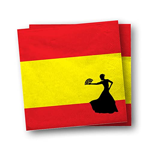 dh-konzept/spielum Juego de 84 piezas de fiesta de España – Platos vasos servilletas, pajitas para 20 personas