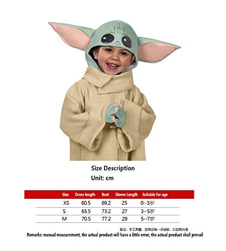 Disfraz infantil de Star Wars Yoda Baby Yoda Jedi Master Alien Cos juego de rol (sombrero + ropa, S (3 ~ 5 años))