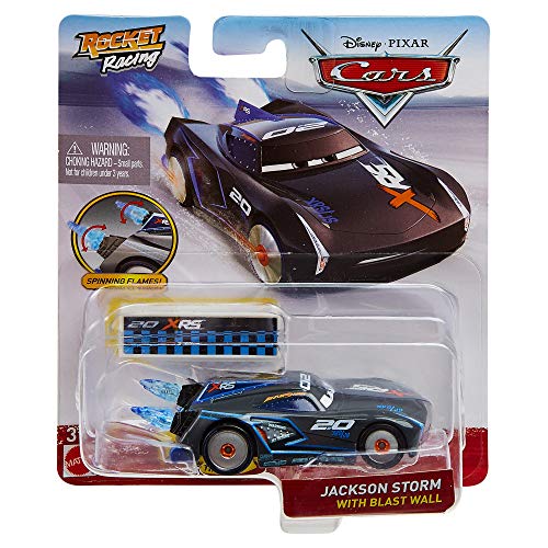 Disney Pixar Cars - Serie Rocket Racing - Jackson Storm con Pared explosiva