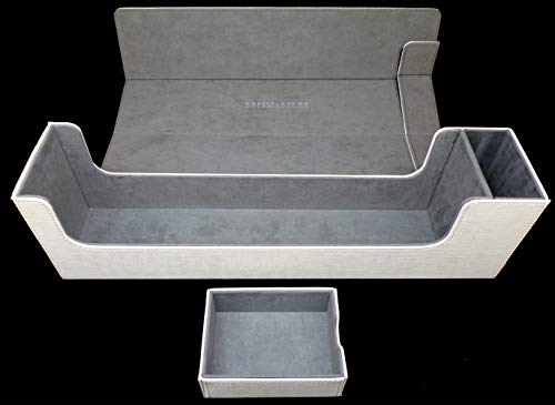 docsmagic.de Premium Magnetic Tray Long Box White Large - Card Deck Storage - Caja Blanco