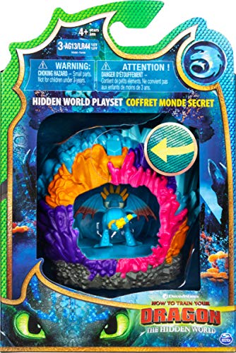 Dreamworks Dragons Juego Hidden World, guarida de dragón con figura coleccionable de Stormfly, para niños a partir de 4 años