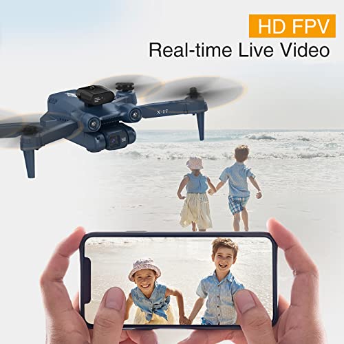 Dron con Cámara HD Ajustable 1080P, WiFi FPV Quadcopter con Posicionamiento óptico de Flujo y Evasión Activa de Obstáculos de 360°, Cuadricóptero RC, 2 Baterías