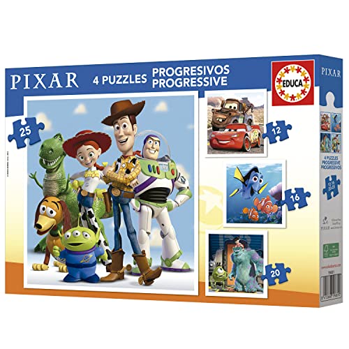 Educa - Conjunto de Puzzles Progresivos infantiles Pixar 12-16-20-25 piezas. A partir de 3 4 años (19681)