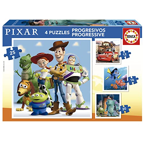 Educa - Conjunto de Puzzles Progresivos infantiles Pixar 12-16-20-25 piezas. A partir de 3 4 años (19681)