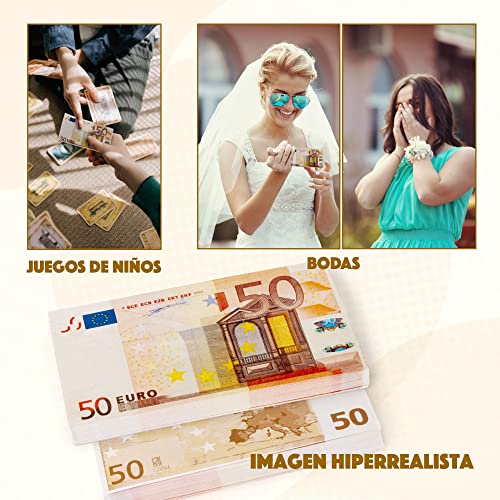 EIGHT4TWO® 100 x € 50 Dinero Juguete - Billetes de 50 Euros Falsos al 125% Dinero Real - Billetes Euros Falsos para Jugar - Fake Money - Billetes de Juguete no es Dinero Real (100x50€ - 125%)