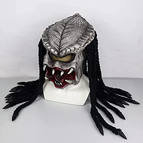eLymwoo Máscara de depredador alienígena de Halloween, máscara de látex AVP para fiestas, cosplay de películas y juegos de rol (diseño 2)