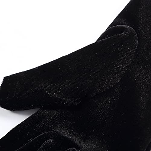 EORUBE guantes largos de ópera para mujer, guantes de terciopelo de los años 20, guantes elásticos hasta el codo para disfraz de Halloween (Negro)