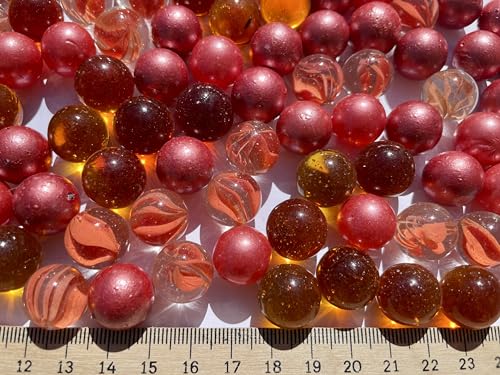 FAIRY TAIL & GLITZER FEE 100 canicas rojas multicolor Edición especial bolas de cristal 16 mm juego de canicas rojas