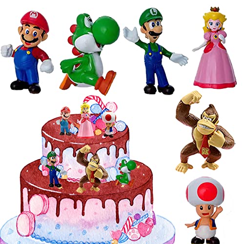 Figuras Super Mario Bros 6pcs Decoración de Cumpleaños para Tarta, Pastel for Children's Parties