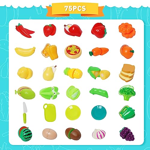 Frutas y Verduras Juguete-Comida de Juguete para Cocinita-Accesorios de Cocina:Alimentos Juguetes Juguetes Montessori Niños Niñas 3 Años