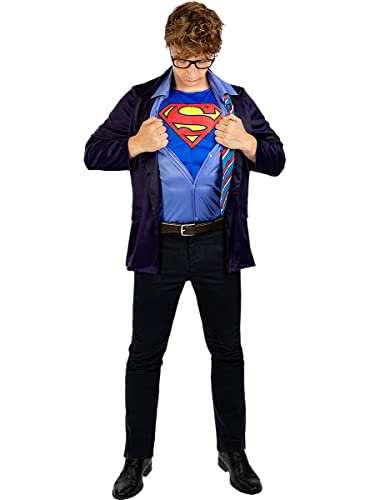 Funidelia | Disfraz Clark Kent para hombre Hombre de Acero, Superhéroes, DC Comics, Justice League - Disfraces para adultos, accesorios para Fiestas, Carnaval y Halloween - Talla L-XL - Negro