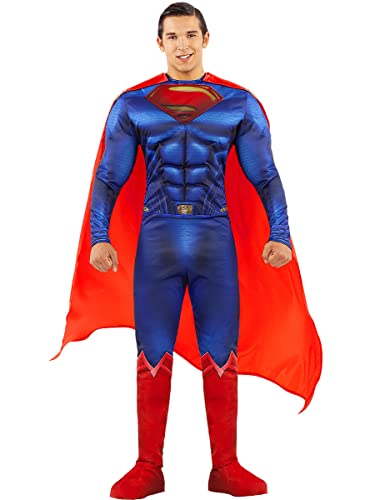 Funidelia | Disfraz de Superman - La liga de la Justicia para hombre Hombre de Acero, Superhéroes - Disfraz para adultos y divertidos accesorios para Fiestas, Carnaval y Halloween - Talla L - Azul