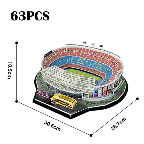 Georgie Porgy 3D Estadio de Fútbol Puzzles DIY Juguetes de Construcción Conjuntos para Niños (Estadio NOU Camp 63pcs)
