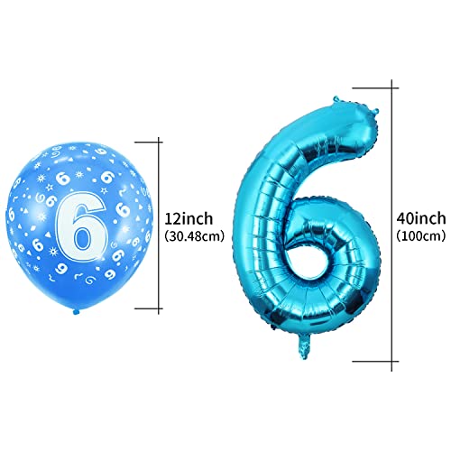 Globo de 6 años con números de cumpleaños, 6 y 20 globos de 30 cm, globos gigantes de 40 pulgadas, 101 cm, para niña y niño, globos decorativos de cumpleaños, decoración para cumpleaños, vuela con