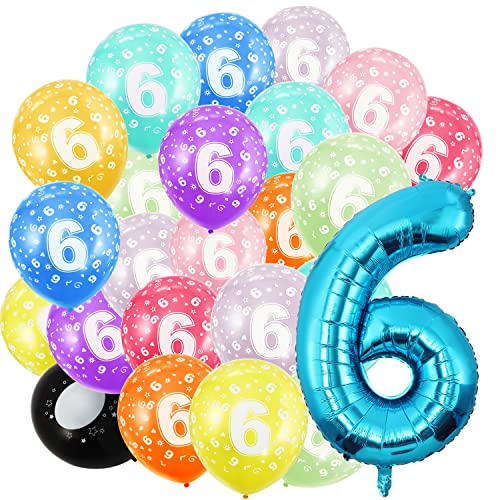 Globo de 6 años con números de cumpleaños, 6 y 20 globos de 30 cm, globos gigantes de 40 pulgadas, 101 cm, para niña y niño, globos decorativos de cumpleaños, decoración para cumpleaños, vuela con