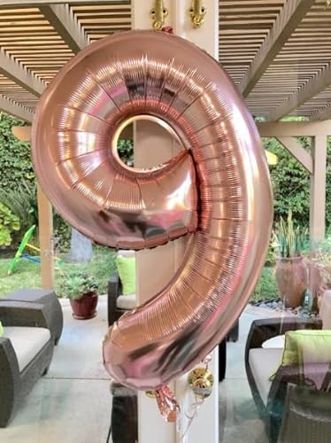 Globo de cumpleaños de 5 años rosa oro – 101 cm Globo número 5 rosa oro – Decoración de cumpleaños de 5 años – Decoración de fiesta – Vuela gracias al helio…