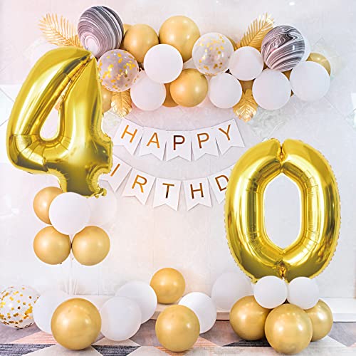 Globos de oro con número 40 – 100 cm, globos gigantes – vuela con helio – Globo número de cumpleaños – Decoración de cumpleaños – Decoración de cumpleaños