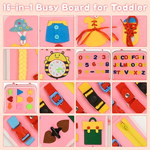 Guddong Busy Board Tablero Montessori Tabla Sensorial Montessori Juguetes Niños 1 2 3 4 año Aprende a Vestir Educación Temprana Regalo de Niño
