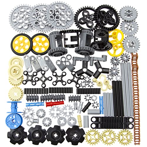 Habow 116 Piezas Technic-Parts Gears-Axle-Pin-Connector Compatible con Lego-Technic, Cadena de eslabones de Ruedas, Estante de Engranajes, Volante Technic Bush Hook Tow Ball String Reel Diferencial.