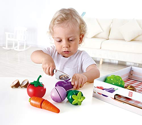 Hape Garden Vegetables, Wooden Cooking Accessories For Kids, Pretend Play Food For Toddlers 3+