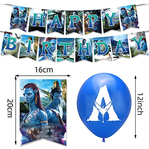 Hilloly Avatar Decoración de Cumpleaños, 44 Piezas de Avatar Decoraciones para Fiestas de cumpleaños, Incluyen Happy Birthday Banner Globos Cake Toppe Cupcake Toppers, para Fiesta para Niños