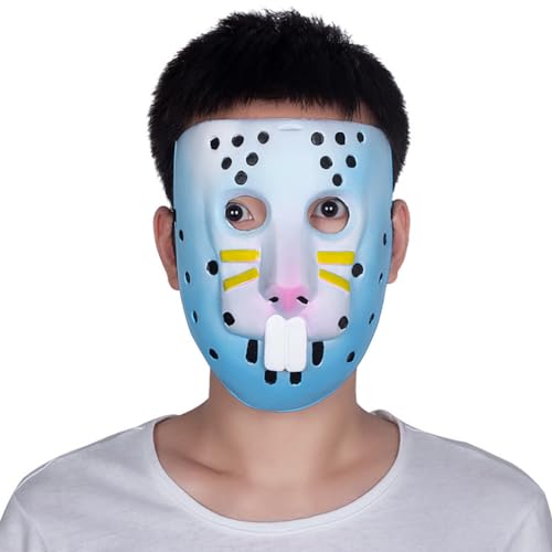 Hworks Máscara de invasor de conejo para cosplay, espeluznante máscara de Halloween para fiesta, diablo, cosplay, disfraces, accesorios de plástico