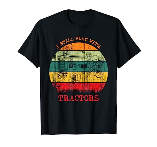 I still play with tractors Vintage Sunset Tractor Diseño Camiseta
