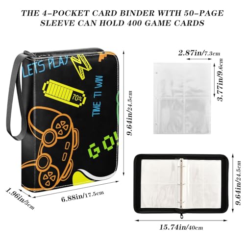 Joysticks - Carpeta para tarjetas de videojuegos, 400 bolsillos, álbum de almacenamiento de tarjetas con mangas, con cremallera, para tarjetas de juego, tarjetas deportivas