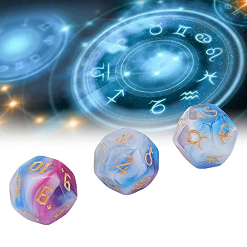 juego de dados astrológicos dados de runas brillantes de 12 lados fáciles de leer para juguetes de juegos de mesa(azul), Juego de dados Yhedral (3 uds) dados Dnd,
