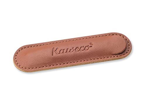 Kaweco 10001670 Eco Brandy - Estuche de piel para 1 bolígrafo Liliput Pen I Estuche de escritura de piel auténtica con bonito relieve, elegante y clásico estuche para bolígrafos, 15 x 1,5 x 2,5 cm,