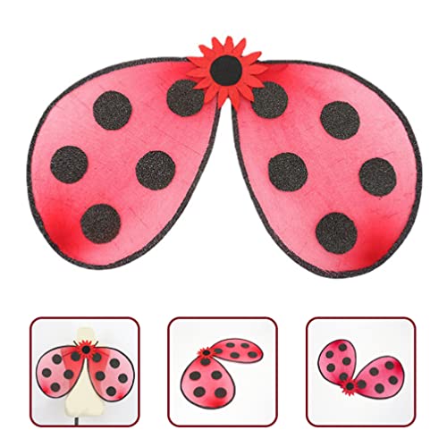 Ladybird Ladybug Wings Fairy Destino de Disfraces Vestir Alas Manchadas para Ni?as Bi?os Cumplea?os Role Play Cosplay Play Play Accessory Red