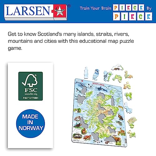 Larsen A41 Mapa topográfico de Escocia, edición en Inglés, Puzzle de Marco con 63 Piezas