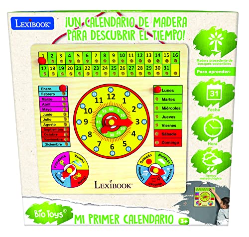 LEXIBOOK Bio Toys, Mi Primer, Calendario de Madera, Actividades educativas
