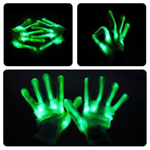 Lychee LED Light Up Gloves 6 Adjust Modes Lights Toys Rave Gloves for Kids&Adults Party/Light Show/Glow Party/Halloween/Christmas/Birthday Gift (green)