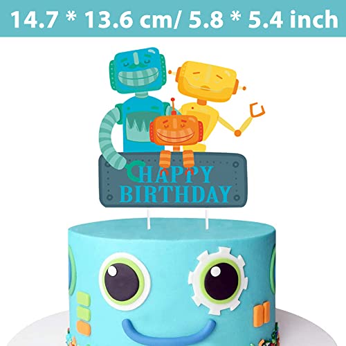 MEZHEN Robot Cake Deco Niño Cake Deco Robot Figuras Feliz Cumpleaños Cake Topper Pastel de Cumpleaños Niños Decoración de Pastel de Cumpleaños 27 Piezas