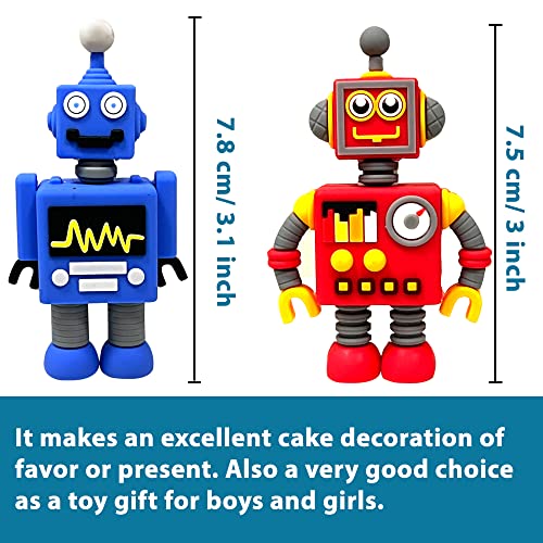 MEZHEN Robot Cake Deco Niño Cake Deco Robot Figuras Feliz Cumpleaños Cake Topper Pastel de Cumpleaños Niños Decoración de Pastel de Cumpleaños 27 Piezas