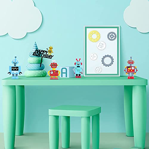 MEZHEN Robot Decoracion Tarta Mecánico Pastel Toppers Chico Cupcake Toppers Engranaje Cake Toppers Niño