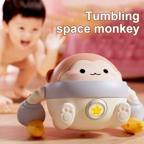 NEECS Juguete de Mono rodante,Juguete eléctrico Interactivo del Mono del Tema del Espacio con Sonido - Juegos para niños y niñas de 0 a 3 años, Juguetes Montessori