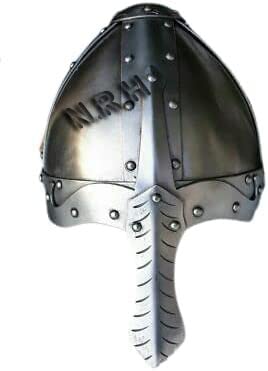 Nice Collection - Casco nórdico vikingo, calibre 18, casco de armadura de acero, reina LARP, máscara vikinga, armadura de cruzado, italiano, nasal, normal