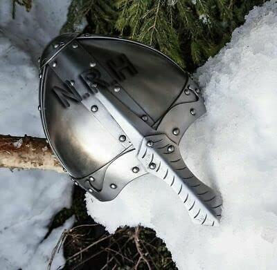 Nice Collection - Casco nórdico vikingo, calibre 18, casco de armadura de acero, reina LARP, máscara vikinga, armadura de cruzado, italiano, nasal, normal