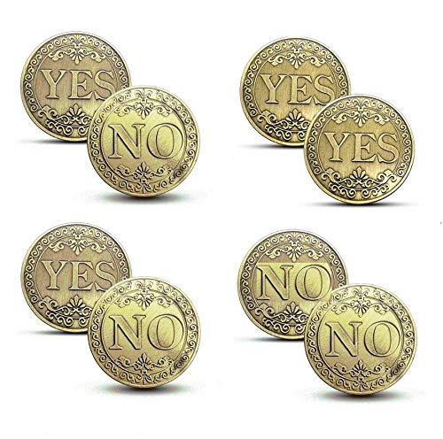 ¡Nunca Pierdas! (4 Piezas) Sí No Monedas Volteando Moneda de Desafío, Colección de Monedas Conmemorativas de Recuerdos, Doble-Sí/Doble-No/Normal SI o NO