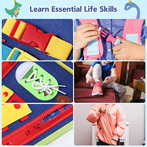 Oderra Busy Board Toddler Juguetes Montessori, Tablero de Actividades Sensorial, Portátil Tablero Activity Board Aprender Habilidades de Vida, Juguetes Educativos para 3 4 5 Años