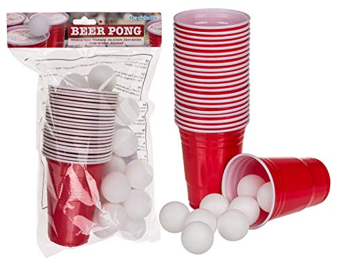 Out of the blue Juego de Beber/Beer Pong / 15 Bolas y 22 Vasos de 550 ml/Material: Plástico